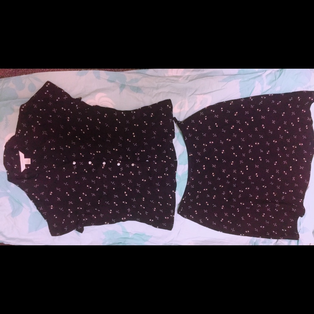 2 piece skirt shirt